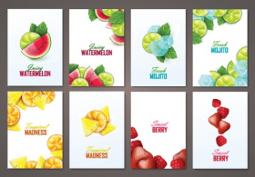 Vector bộ tài liệu quảng cáo với trái cây và quả mọng