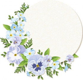 Vector vòng tròn với lá màu xanh và hoa