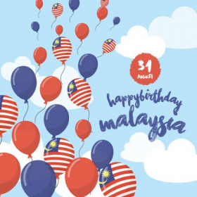 Vector lễ kỷ niệm Ngày Độc lập Malaysia với Bong bóng