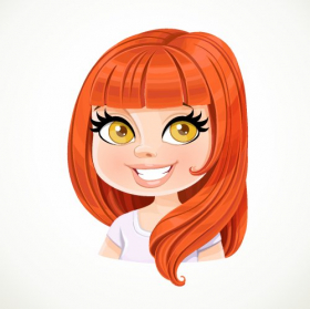 Vector Cô gái tóc nâu xinh đẹp với mái tóc dài màu đỏ thẳng