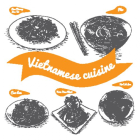 Vector hình minh hoạ đơn sắc về ẩm thực 