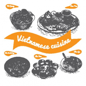 Vector hình minh hoạ đơn sắc về ẩm thực 