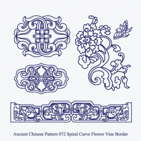 Vector Hoa văn cổ đại Trung Quốc đường viền cong