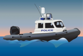 Vector - Thuyền cảnh sát biển. minh họa màu.