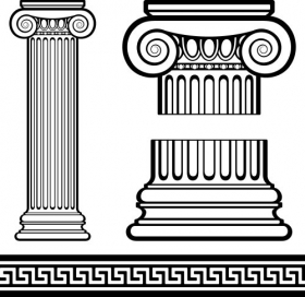Vector - Cột Ionic với mẫu Hy Lạp