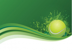 Vector - quả bóng tennis với nền màu xanh lá cây