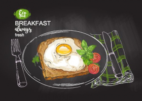 Vector bữa ăn sáng ngon miệng bánh mì và trứng chiên hoàn hảo