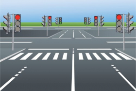Vector - Vector minh họa đường phố với đèn giao thông