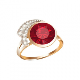 Ảnh nhẫn vàng kiểu, có viên ngọc màu đỏ lớn và các viên kim cương nhỏ, file PNG