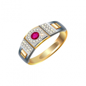 Chiếc nhẫn kim cương đính viên ngọc đỏ, file PNG