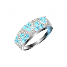 Ảnh chiếc nhẫn kim cương bạc, đính ngọc màu xanh, file PNG