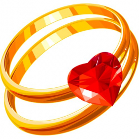 Hình ảnh PNG nhẫn cưới đôi có trái tim màu đỏ